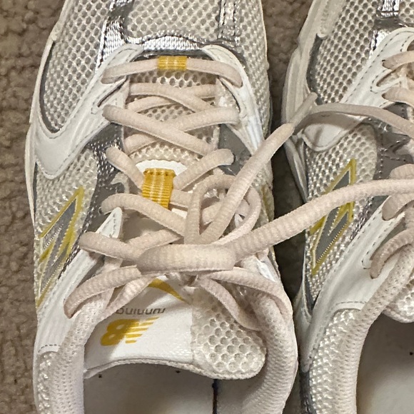 New Balance 530 White and Silver Sneakers with Yellow Accents - Picture 5 of 7